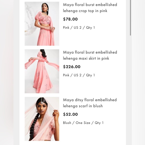 Lehenga crop top & maxi skirt plus scarf! Size 2 in pink! - Picture 2 of 8